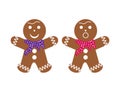 Gingerbread man group - isolated vector illustration on white background