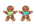 Gingerbread man group - isolated vector illustration on white background