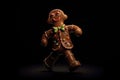 Gingerbread man happy dancing Royalty Free Stock Photo