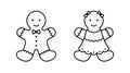 Gingerbread man icon. Cheerful smiling female and male character cookies