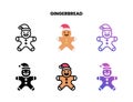 Gingerbread Man icon with different style. Royalty Free Stock Photo