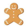 GingerBread Man Icon. Flat Style. Traditional ginger cookie for logo, sticker, print, label, recipe, menu, package