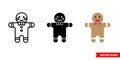 Gingerbread man icon of 3 types. Isolated vector sign symbol. Royalty Free Stock Photo