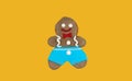 Gingerbread man isolated on gold yellow background. classic ginger cookies for Christmas. Homemade cookies. sweet treats for new
