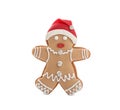 Gingerbread man isolated on white. Delicious Christmas cookie Royalty Free Stock Photo