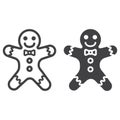 Gingerbread man line and glyph icon