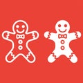 Gingerbread man line and glyph icon,