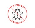 Gingerbread man line icon. Ginger cookie sign. Vector