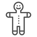 Gingerbread man line icon. Sweet vector illustration isolated on white. Christmas cookie outline style design, designed Royalty Free Stock Photo