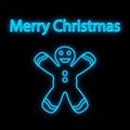 Gingerbread man neon sign. Ginger bread, cookie, biscuit. Vector illustration in neon style for topics like Christmas, dessert Royalty Free Stock Photo