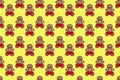 Gingerbread man pattern. cookies on a yellow background. traditional sweet treats and gifts for Christmas and new year holidays