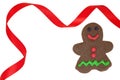 Gingerbread Man in Red Christmas Frame Royalty Free Stock Photo