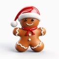 Gingerbreadman in santa claus hat on transparent or white background