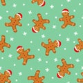 Gingerbread man seamless pattern. Cute vector background for new year's day, Christmas, winter holiday Royalty Free Stock Photo