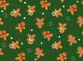 Gingerbread man seamless pattern. Cute vector background for new year`s day, Royalty Free Stock Photo