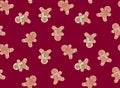 Gingerbread man seamless pattern. Cute vector background for new year`s day, Royalty Free Stock Photo