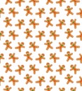 Gingerbread man seamless pattern. Cute vector background for new year`s day, Christmas, winter holiday, cooking, new year`s eve, Royalty Free Stock Photo