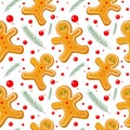 Gingerbread man seamless pattern. Cute vector background for new year s day, Christmas, winter holiday, cooking, new Royalty Free Stock Photo