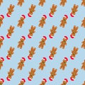 Gingerbread man seamless pattern. Cute vector background for new year's day, Christmas, winter holiday, cooking, new Royalty Free Stock Photo