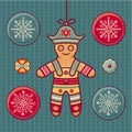 Gingerbread Man. Set of color Christmas toys. Royalty Free Stock Photo
