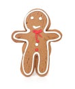 Gingerbread Man Smiling and Isolated on White Back Royalty Free Stock Photo