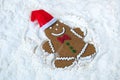 Gingerbread man snow angel Royalty Free Stock Photo