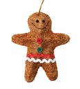Gingerbread man straw christmas decoration Royalty Free Stock Photo