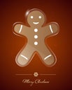 Gingerbread man on transparent glass ornament