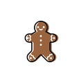 Gingerbread man vector icon in cartoon style for Christmas party. Cute Gingerbread man isolated on white background Royalty Free Stock Photo