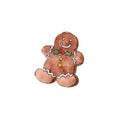 The gingerbread man on white background, watercolor illustration. Royalty Free Stock Photo