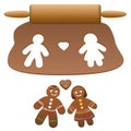 Gingerbread Man Gingerbread Woman Love Couple Cut Out Cookies Royalty Free Stock Photo