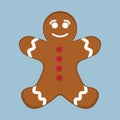 Gingerbread man XMas icon. Cartoon style. Vector Illustration for Christmas day Royalty Free Stock Photo