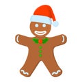 Gingerbread Man XMas Isolated icon. Cartoon style. Vector Illustration for Christmas day Royalty Free Stock Photo