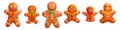 Gingerbread men cookies of different shapes. Collection of digital cartoon illustration Royalty Free Stock Photo