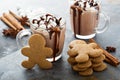 Gingerbread men cookies and hot chocolate