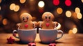 Gingerbread men with a cozy Christmas lights blur background Royalty Free Stock Photo