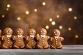 Gingerbread men homemade cookies on festive background, copy space. Christmas pastries. AI generated Royalty Free Stock Photo