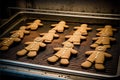 Delicious fresh baked gingerbread men in the oven Royalty Free Stock Photo