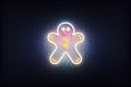 Gingerbread neon icon. Glowing Christmas winter holiday icon sign