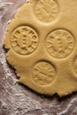 Gingerbread pastry with christmas seals on a wooden table close up.Hand made and I love you seals Royalty Free Stock Photo