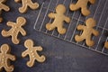 Gingerbread People Cookies Half Iced and Half Unfinished on a Slate Table Royalty Free Stock Photo