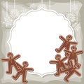 Gingerbread people on retro frame