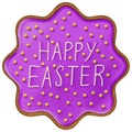 Gingerbread purple coockie Easter cake with Happy Easter