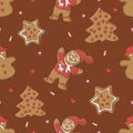 Gingerbread seamless pattern for christmas