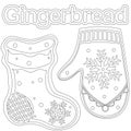 Gingerbread shoe and warm glove black and white poster.