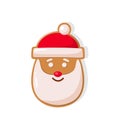 Gingerbread Smiling Head of Santa Vector Isolated