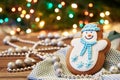 Gingerbread snowman decorated with white icing