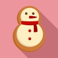 Gingerbread snowman icon, flat style