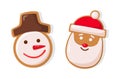 Gingerbread Snowman and Santa Vector Isolated