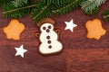 Gingerbread snowman and spruce twig